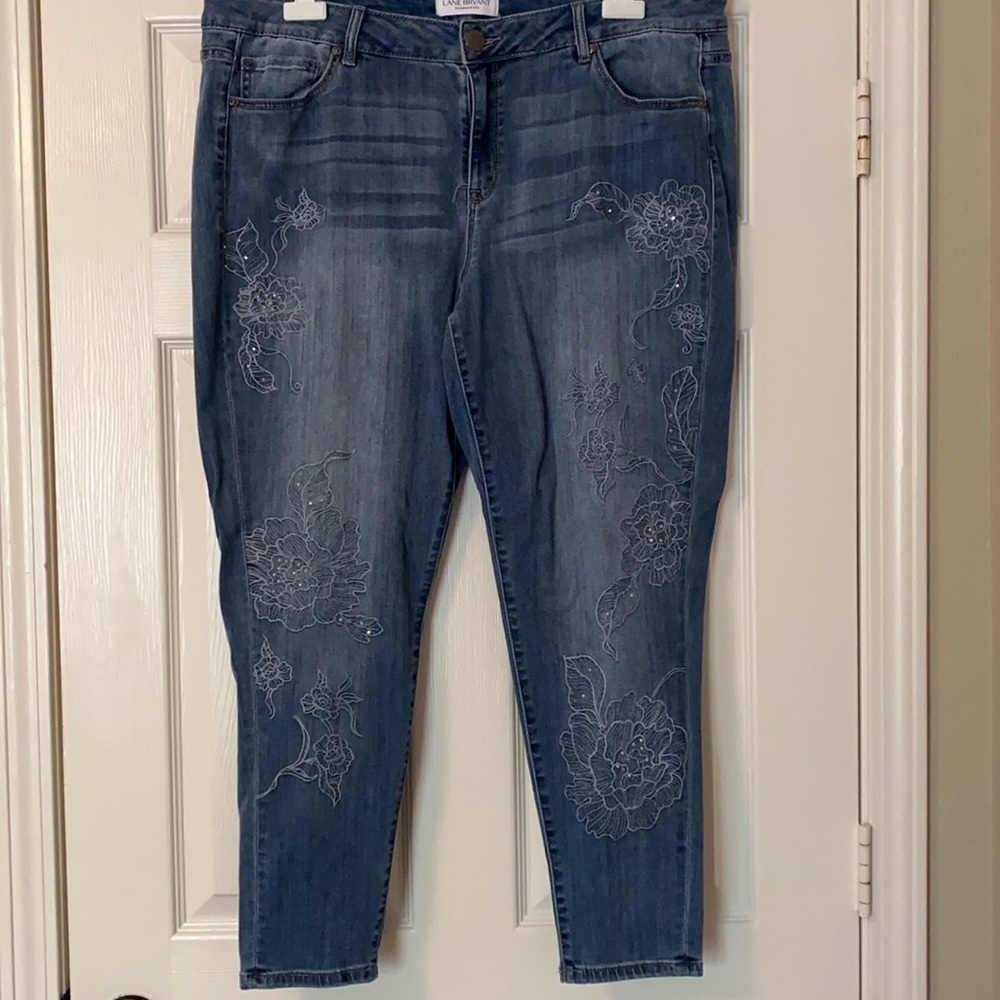 Lane Bryant Embroidered Skinny Jeans Size 20